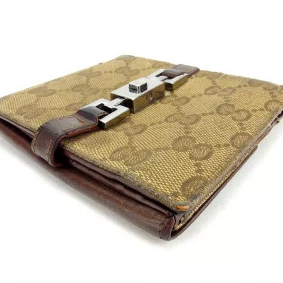 GUCCI W Hook Wallet GG Canvas ?~ Jackie Bracket Authentic USED - Picture 3 of 6
